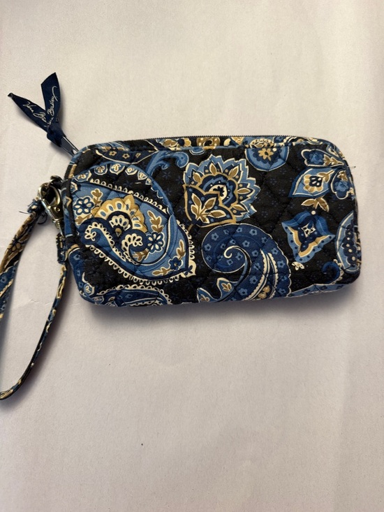 Vera Bradley Handbags - Vera Bradley Navy Blue Paisley Quilted Wristlet with Gold Accents